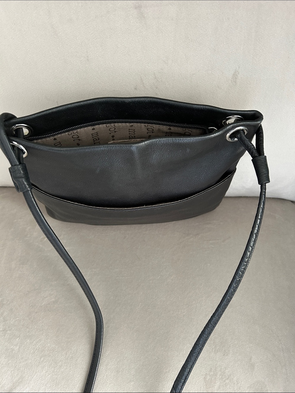Margot New York Black Leather Crossbody Bag | Minimalist Everyday Chic - Picture 10 of 11